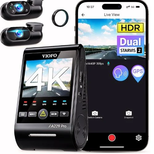 VIOFO A229 Pro 3-Channel Dash Cam | Best 4K Coverage